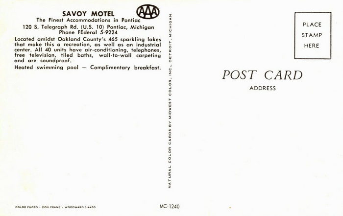 Hotel Cass Lake (Motel Savoy, McGuires) - Old Postcard